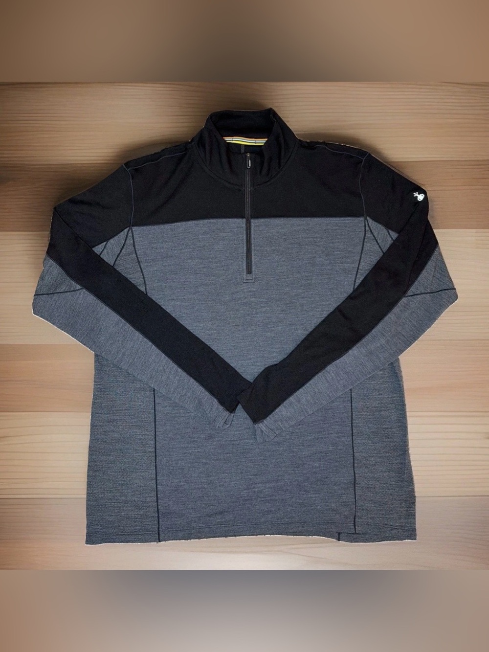 Smartwool Long Sleeve Merino Sport 250 Men's Size XL Black And Heathered Gray